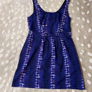 Worn once W118 by Walter Baker Dress Purple Black Ikat Pattern